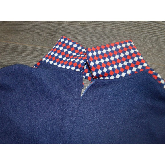 Drop waist 60s 70s MCM Butterfly Collar Short Sleeve diamond Argyle Dress - Picture 7 of 10